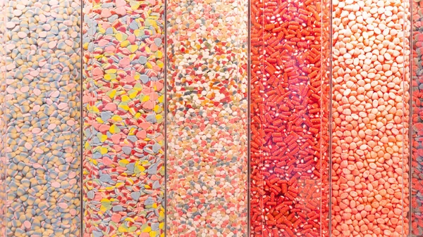 Wielobarwne Cukierki Marmeladowe Witrynie Sklepu Tekstura Żywności — Zdjęcie stockowe