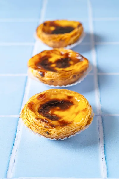 Dolce Tradizionale Portoghese All Uovo Pasteis Pastel Nata Pastels Belem — Foto Stock