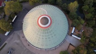 Circle Aerial view of The Crystal Palace park in Porto city, Portugal