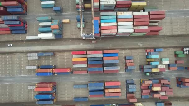 Oporto Portugal July 2022 Aerial View Cargo Containers Shipment Area — Wideo stockowe