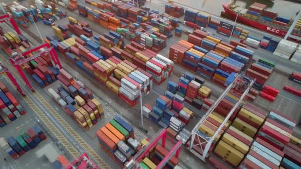 Porto Portugal September 2022 Abendluftaufnahme Von Frachtcontainern Verladebereich Des Hafens — Stockvideo