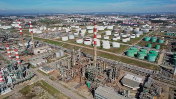 Veduta Aerea Del Terminal Petrolifero Impianto Industriale Stoccaggio Petrolio Petrolchimico — Video Stock