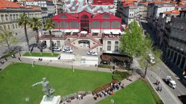 Вид Воздуха Площадь Infante Henrique Square Hard Club Ferreira Borges — стоковое видео