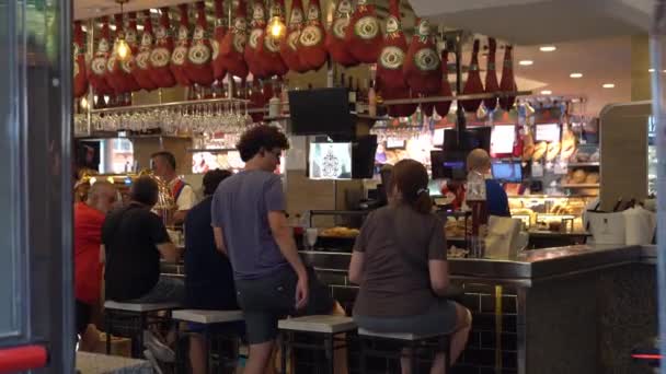 Madrid Spain June 2023 People Typical Spanish Tapas Bar — Stock Video