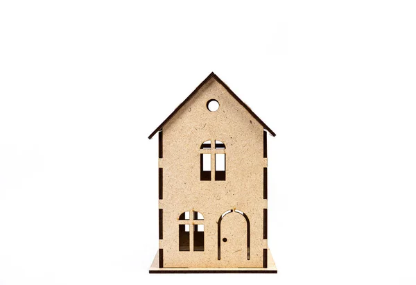 Символ Дома Металлическим Ключом Белом Фоне Недвижимость Концепция Страхования Покупка — стоковое фото