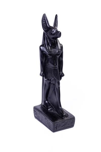 Stone Figurine Egyptian God Anubis Jackal Head Isolated White Background Stock Image