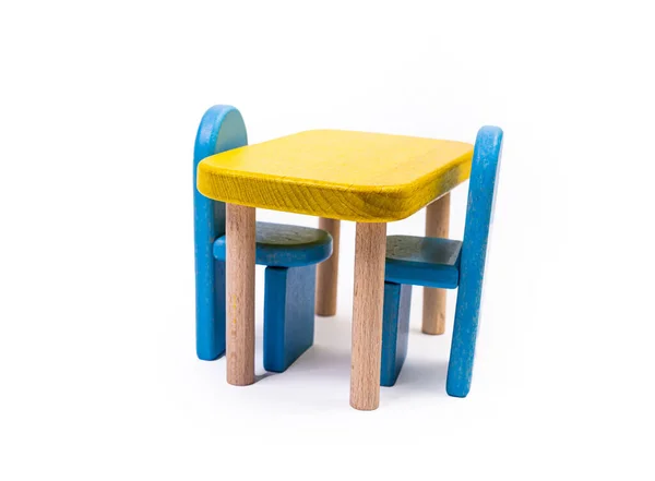 Une Chaise Jouet Bois Bleu Canapé Deux Chaises Avec Une — Photo