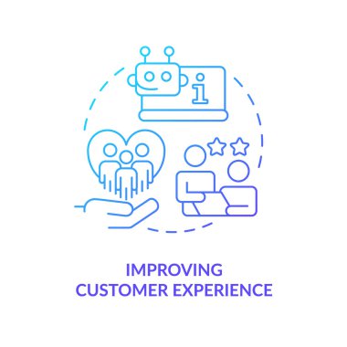 Müşteri dijital deneyimini optimize et mavi gradyan konsept simgesi. Geliştirilmiş dijital hizmetler. Soyut fikir ince çizgi çizimi. İzole bir taslak çizim. Kullanılan sayısız Pro-Kalın yazı tipi