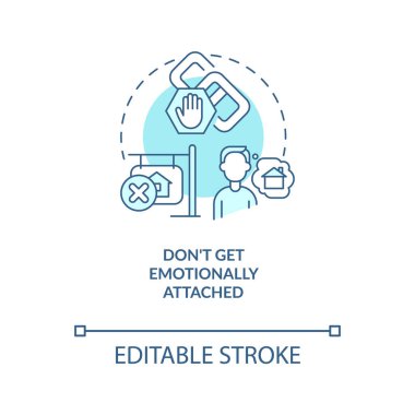 Duygusal olarak turkuaz konsept ikonuna bağlanma. Rüya evi. Ev kurallarını satın almak soyut fikir ince çizgili illüstrasyon. İzole bir taslak çizim. Düzenlenebilir felç. Arial, Myriad Pro-Kalın yazı tipleri