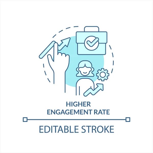 stock vector Higher engagement rate turquoise concept icon. Encourage employees. Motivation abstract idea thin line illustration. Isolated outline drawing. Editable stroke. Arial, Myriad Pro-Bold fonts use