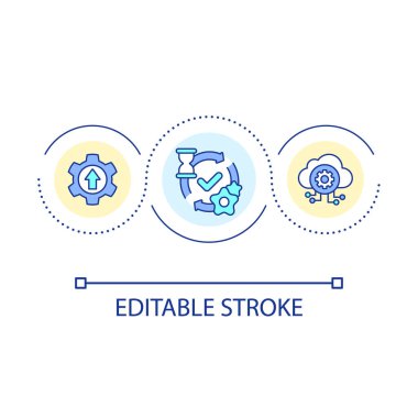Verimlilik döngüsü konsept simgesini arttır. Üretken strateji. Bulut optimizasyonu. İş ayarları soyut fikir ince çizgi çizimi. İzole bir taslak çizim. Düzenlenebilir felç. Kullanılan Arial yazı tipi