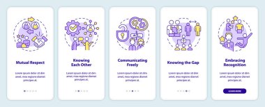Mobil uygulama ekranında sağlam işveren ilişkileri oluştur. Doğrusal kavramlarla düzenlenebilir grafik yönergelerini 5 adımda gezdir. UI, UX, GUI şablonu. Kullanılan sayısız Pro-Kalın, Düzenli yazı tipleri