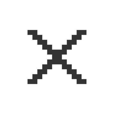 Çapraz iz pikselleştirilmiş ui simgesi. Eylemi sil. İptal düğmesi. Pencereyi kapat. Çarpma işlemi. Düzenlenebilir 8bit grafik ögesi. Web, mobil uygulama için izole edilmiş vektör arayüzü resmi. Retro biçimi