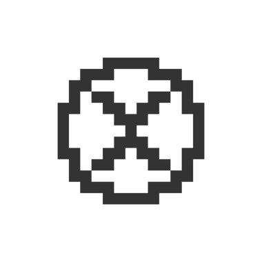 Pikselleştirilmiş ui simgesini sil. Alarm hatası. Araç çubuğu kontrolü. Yüklemeyi iptal et. Menü komutu. Düzenlenebilir 8bit grafik ögesi. Web, mobil uygulama için izole edilmiş vektör arayüzü resmi. Retro biçimi