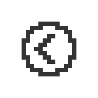 Ok sol düğme piksel ui simgesi. Geri çekilin. Araç çubuğu kontrolü. Önceki parça. Menü. Düzenlenebilir 8bit grafik ögesi. Web, mobil uygulama için izole edilmiş vektör arayüzü resmi. Retro biçimi
