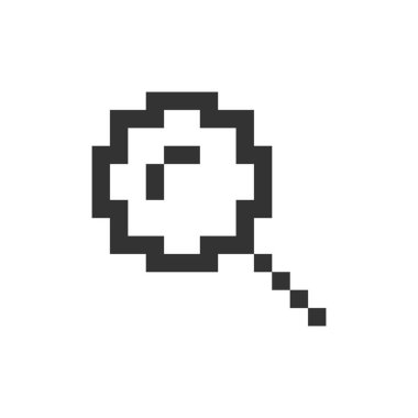 Büyüteç piksel haline getirilmiş ui simgesi. Ekran genişletiliyor. Arama aracı. Metni yakınlaştır. Düzenlenebilir 8bit grafik ögesi. Web, mobil uygulama için izole edilmiş vektör arayüzü resmi. Retro biçimi