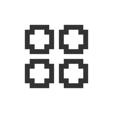 Bento, menü pikselli ui simgesini sever. Dört kare var. Çikolata menüsü temsilcisi. Seyrüsefer. Düzenlenebilir 8bit grafik ögesi. Web, mobil uygulama için izole edilmiş vektör arayüzü resmi. Retro biçimi