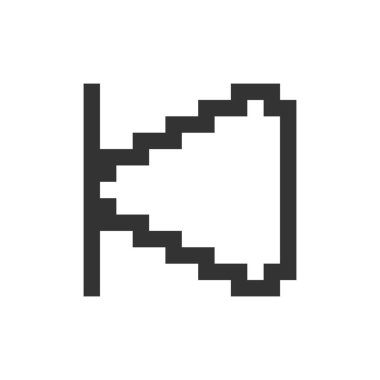 Önceki düğme pikselleştirilmiş ui simgesini atla. Müzik çalar. Multimedya oynat. Başlamak için geri sar. Düzenlenebilir 8bit grafik ögesi. Web, mobil uygulama için izole edilmiş vektör arayüzü resmi. Retro biçimi