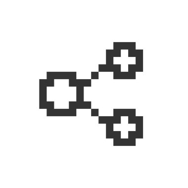 Pikselleştirilmiş ui simgesi ile noktalar paylaşılıyor. Sosyal medya. Bloglardaki tepkiler. Düzenlenebilir 8bit grafik ögesi. Web, mobil uygulama için izole edilmiş vektör arayüzü resmi. Retro biçimi