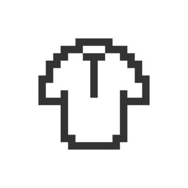 Tişört piksel haline getirilmiş ui simgesi. Erkek giyim mağazası. Çevrimiçi pazar yeri. Ucuz kıyafetler alıyorum. Düzenlenebilir 8bit grafik ögesi. Web, mobil uygulama için izole edilmiş vektör arayüzü resmi. Retro biçimi