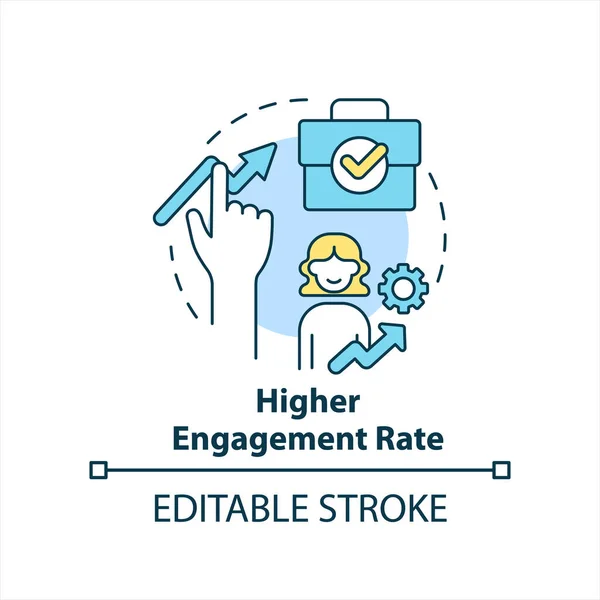 stock vector Higher engagement rate concept icon. Encourage employees. Motivate workforce abstract idea thin line illustration. Isolated outline drawing. Editable stroke. Arial, Myriad Pro-Bold fonts use