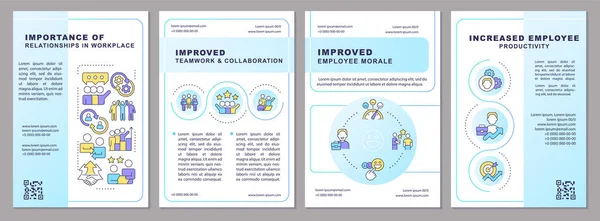 stock vector Importance of relationship in workplace blue brochure template. Leaflet design with linear icons. Editable 4 vector layouts for presentation, annual reports. Arial, Myriad Pro-Regular fonts used