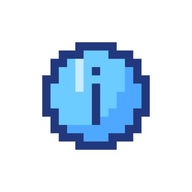 Bilgi pikselleştirilmiş RGB renk ui simgesi. Ek bilgiler. Güncellemeler sağlanıyor. Basit doldurulmuş 8bit grafik ögesi. Oyun salonu için geçmişe dönük tasarım, video oyunu sanatı. Düzenlenebilir vektör izole edildi