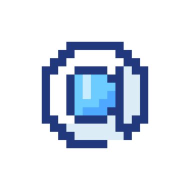 Pikselleştirilmiş RGB renk ui simgesinde. E-posta adresi. Çevrimiçi iletişim. Basit doldurulmuş 8bit grafik ögesi. Oyun salonu için geçmişe dönük tasarım, video oyunu sanatı. Düzenlenebilir vektör izole edildi