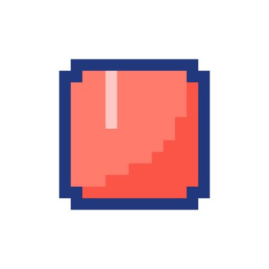 Dur düğmesi pikselleştirilmiş RGB renk ui simgesi. Müzik çalar barı. Multimedya dosyasını oynat. Basit doldurulmuş 8bit grafik ögesi. Oyun salonu için geçmişe dönük tasarım, video oyunu sanatı. Düzenlenebilir vektör izole edildi