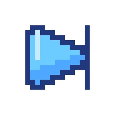 Sonraki tuş piksellenmiş RGB renk ui simgesini atla. Müzik çalar barı. Multimedya oynat. Basit doldurulmuş 8bit grafik ögesi. Oyun salonu için geçmişe dönük tasarım, video oyunu sanatı. Düzenlenebilir vektör izole edildi