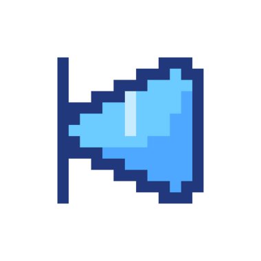 Önceki düğme pikselleştirilmiş RGB renk ui simgesini atla. Müzik çalar. Başlamak için geri sar. Basit doldurulmuş 8bit grafik ögesi. Oyun salonu için geçmişe dönük tasarım, video oyunu sanatı. Düzenlenebilir vektör izole edildi