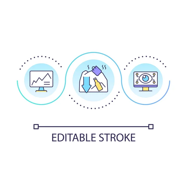 stock vector Optimization process loop concept icon. Remote monitoring. Reduce consumption. Environment control abstract idea thin line illustration. Isolated outline drawing. Editable stroke. Arial font used