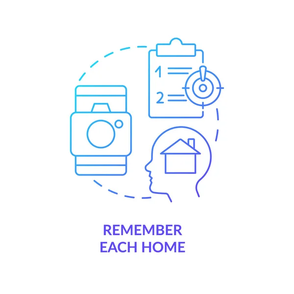 Zapamatovat Každý Domácí Modrý Gradient Koncept Ikony Koupě Nemovitosti Záchranné — Stockový vektor