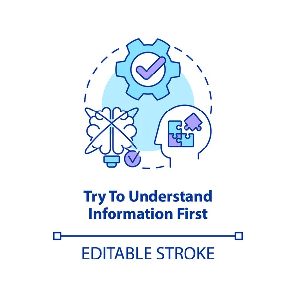 stock vector Improve information understanding concept icon. Effective memorization tip abstract idea thin line illustration. Isolated outline drawing. Editable stroke. Arial, Myriad Pro-Bold fonts used