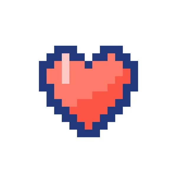 ハートピクセル化されたRgbカラーUiアイコン ボタンのように 愛を表現する 反応を共有する 単純化された8ビットのグラフィック要素 アーケード ビデオゲームアートのためのレトロスタイルのデザイン 編集可能なベクトル分離画像 — ストックベクタ