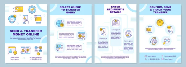 Enviar Transferir Dinheiro Line Modelo Brochura Azul Desenho Folheto Com —  Vetores de Stock