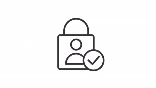 Icono Lineal Privacidad Animada Autenticación Verificación Identidad Confirmación Personalidad Inconsútil — Vídeos de Stock