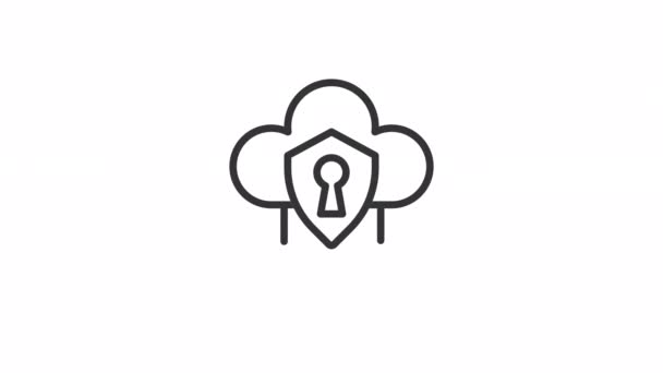 Animiertes Lineares Symbol Für Cloud Sicherheit Datenschutz Informationsschutz Cybersicherheit Online — Stockvideo