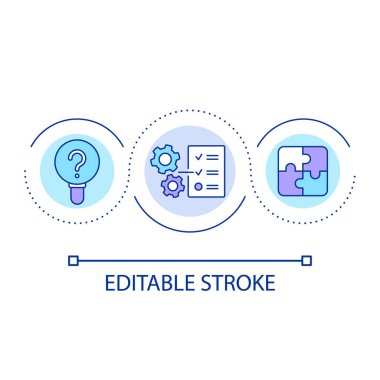 Strateji döngüsü konsepti simgesi oluştur. İnşa planı. Çalışma sürecini optimize ediyorum. Etkili bir çözüm bul soyut fikir ince çizgi çizimi. İzole bir taslak çizim. Düzenlenebilir felç. Kullanılan Arial yazı tipi