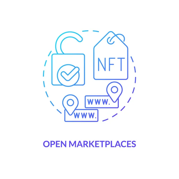 Значок Концепции Синего Градиента Открытых Рынков Технология Блокчейн Nft Продажа — стоковый вектор