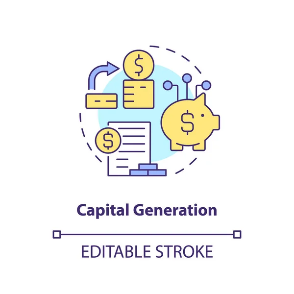 stock vector Capital generation concept icon. Engage finance. Involve funds. Insurance investment abstract idea thin line illustration. Isolated outline drawing. Editable stroke. Arial, Myriad Pro-Bold fonts used