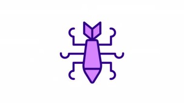 Animasyon siber saldırı renk simgesi. Siber Suçlar. Kötü amaçlı yazılım yerleştirin. Hackleme aktivitesi. Şeffaf arkaplanda alfa kanalı olan kusursuz HD video. Basit doldurulmuş çizgi hareketi grafik canlandırması