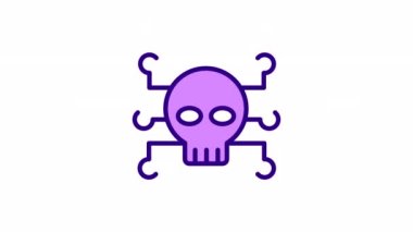 Animasyon siber suç renk ikonu. Suç ve yasa dışı faaliyetler. Kasıtlı saldırı. Şeffaf arkaplanda alfa kanalı olan kusursuz HD video. Basit doldurulmuş çizgi hareketi grafik canlandırması