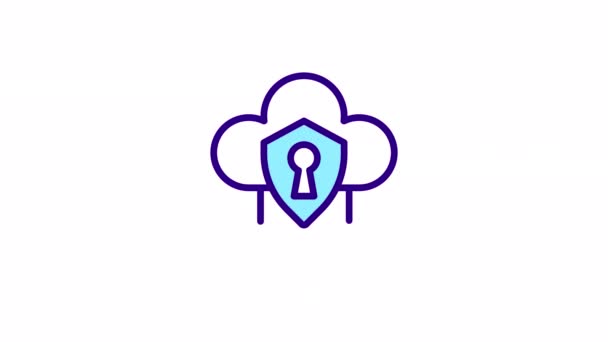 Animiertes Farbsymbol Für Die Sicherheit Der Wolke Datenschutz Informationsschutz Cybersicherheit — Stockvideo