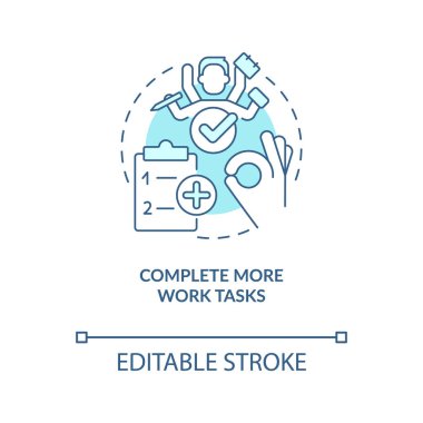 Turkuaz konsept simgesini tamamla. Uzak işyeri fayda soyut fikir ince çizgi illüstrasyon. İzole bir taslak çizim. Düzenlenebilir felç. Arial, Myriad Pro-Kalın yazı tipleri