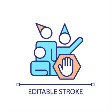 RGB renk simgesi oluşturun. Ayrı bir insan ve iş hayatı. İletişim etiği. Sağlıklı bir ilişki. İzole vektör çizimi. Basit bir çizgi çizimi. Düzenlenebilir felç. Kullanılan Arial yazı tipi