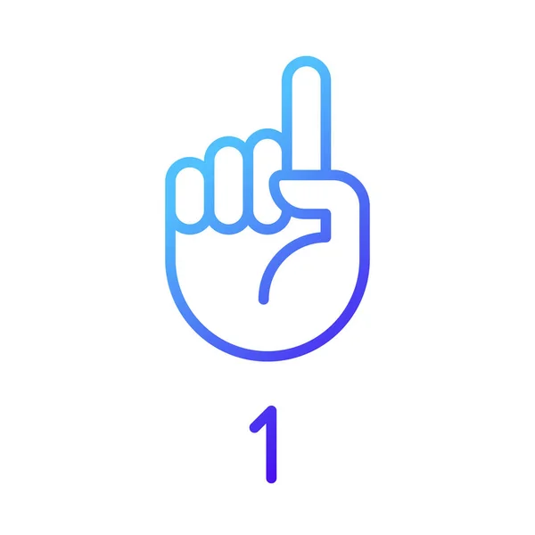 Digit One Asl Pixel Perfect Gradient Linear Vector Icon Nonverbal — Stock Vector