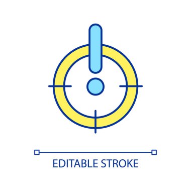 Önemli şeylere odaklanmak RGB renk simgesi. Kayda değer bir şeye yoğunlaşıyorum. Uyarı bilgileri. İzole vektör çizimi. Basit bir çizgi çizimi. Düzenlenebilir felç. Kullanılan Arial yazı tipi