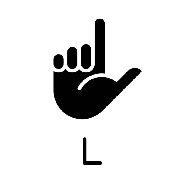 Buchstabe Amerikanischer Zeichensprache Schwarzes Glyphen Symbol Element Des Kommunikationssystems Reden — Stockvektor