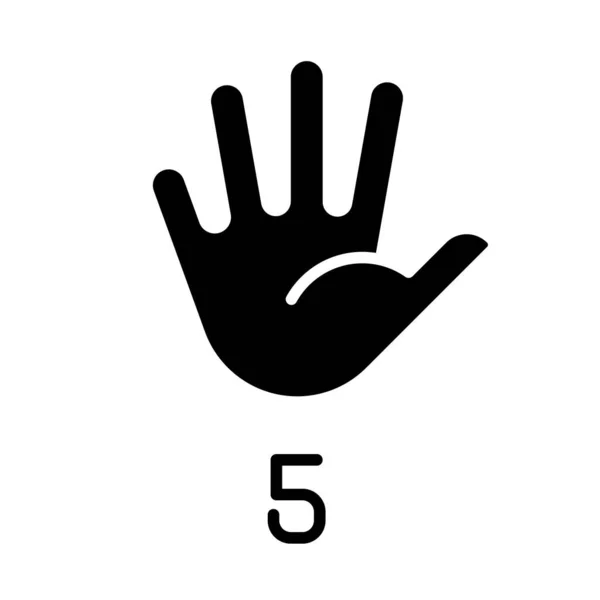 Пятая Цифра Иконке Черного Знака Американского Языка Жестов Система Связи — стоковый вектор